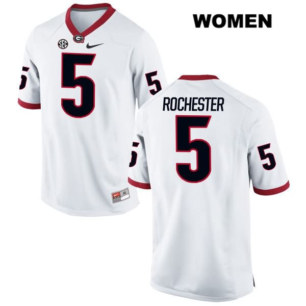 Georgia Bulldogs Women's Julian Rochester #5 NCAA Authentic White Nike Stitched College Football Jersey IEQ3256HY